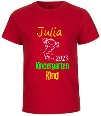 Kindergarten T-Shirt mit Namen rot